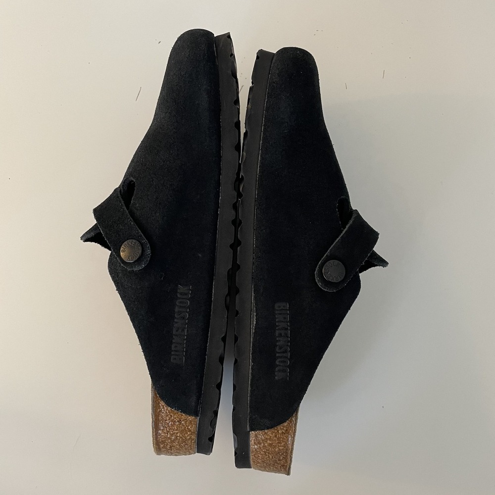 Birkenstock Black Suede Boston Clogs - Picture 4 of 11